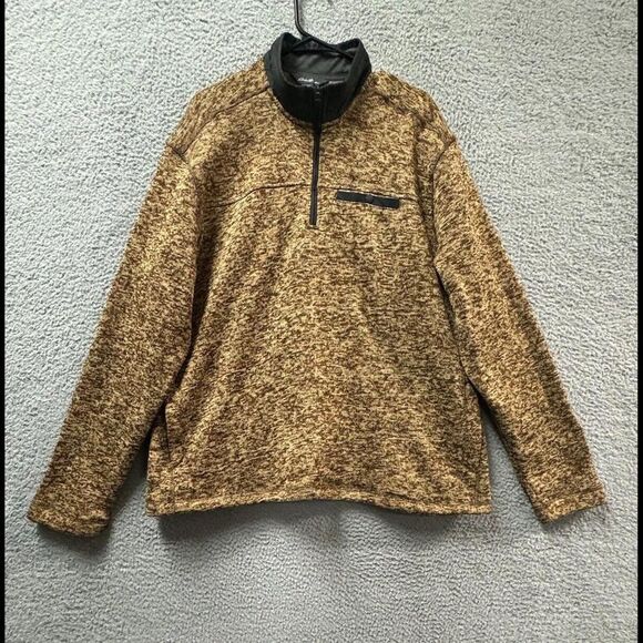 Eddie Bauer Sweatshirt Mens Extra Large Brown 1/4 Zip Pullover Fleece Mock Neck - Picture 1 of 12